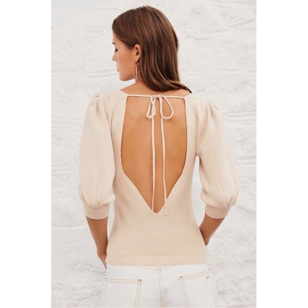 ba&sh Savannah Backless Sweater in Beige Women's Size Medium